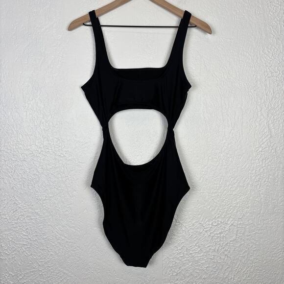 Aerie Black Cut Out Scoop One Piece Cheeky Swimsuit Size Large Long - Picture 5 of 6